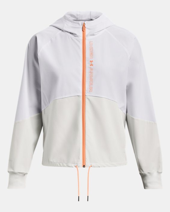 Women's UA Woven Full-Zip Jacket, White, pdpMainDesktop image number 5